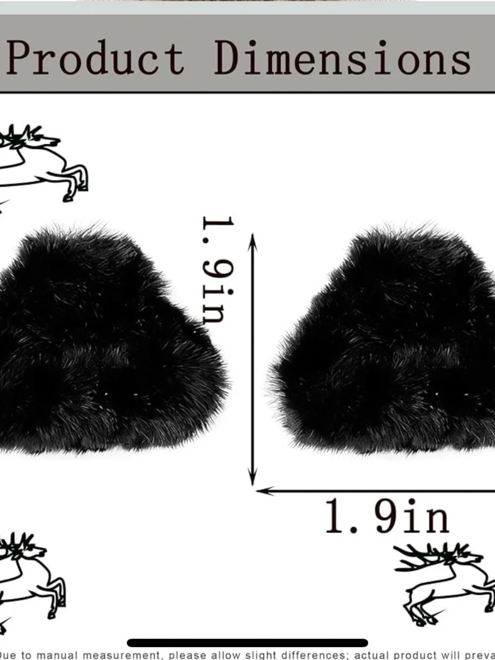 Set of Ten Black Faux Fur Cat Ear Hair Clips for Kids